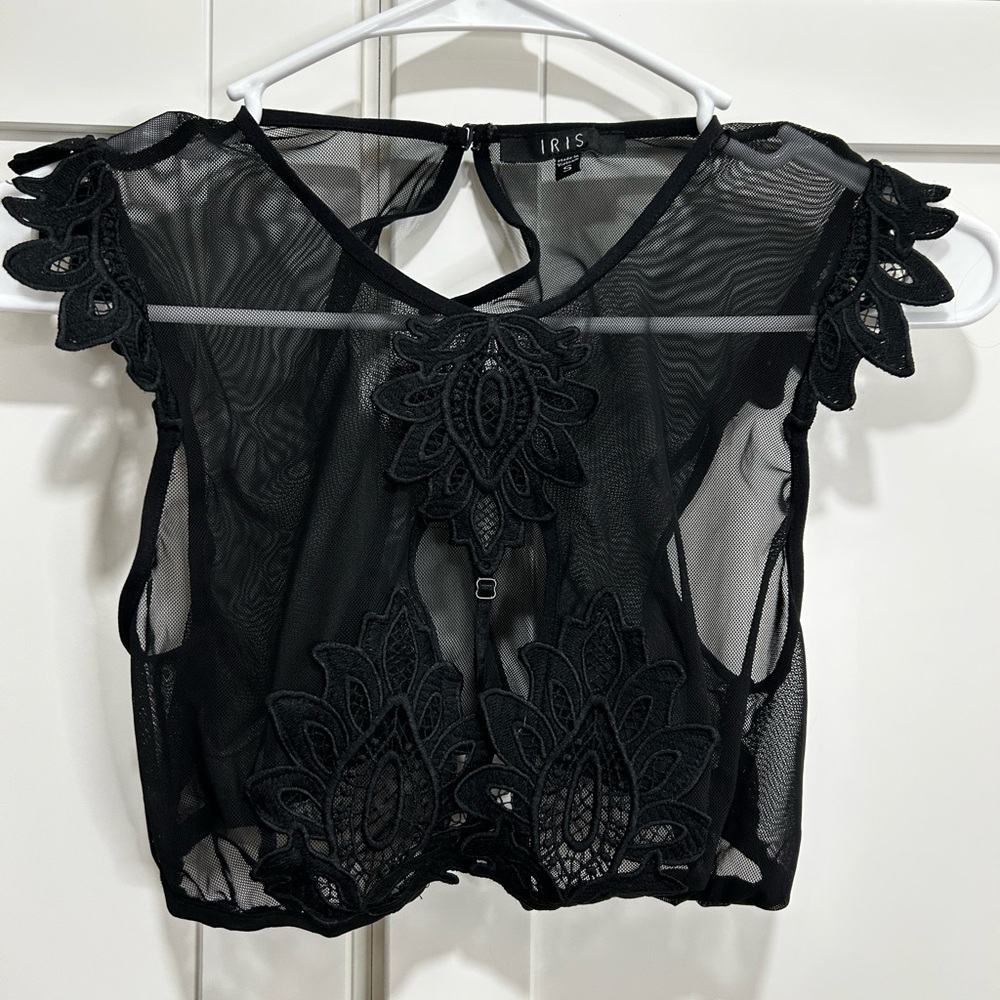 Iris Black Lace Crop Top